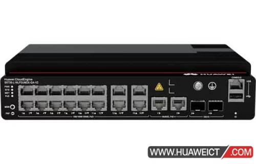 华为S5735-L16P2UM2X-QA-V2交换机 S5735-L16P2UM2X-QA-V2(16个10/100/1000BASE-T以太网端口(PoE+),2个100M/1/2.5/5/10G以太网端口(PoE++), 2个万兆SFP+,247W PoE,内置交流供电,无风扇)
